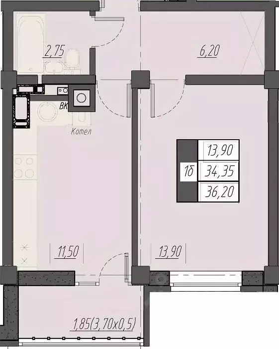 1-к кв. Ставропольский край, Пятигорск Новопятигорск мкр, Курортный ... - Фото 1