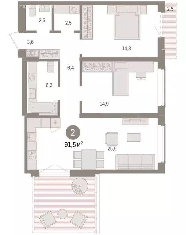 2-комнатная квартира: Новосибирск, улица Аэропорт (91.51 м) - Фото 1