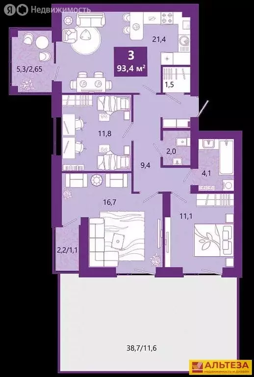 3-комнатная квартира: Калининград, Ключевая улица, 27В (98.7 м) - Фото 1