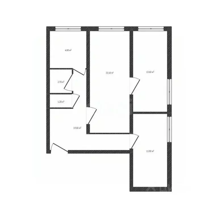 3-к кв. Брянская область, Фокино ул. Мира, 19 (79.1 м) - Фото 1