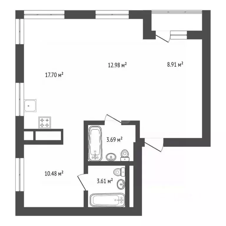 3-к кв. Амурская область, Благовещенск Краснофлотская ул., 180 (66.5 ... - Фото 2