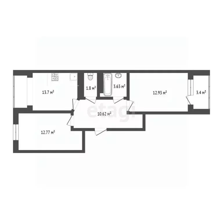 2-к кв. Крым, Симферополь ул. Балаклавская (52.09 м) - Фото 1