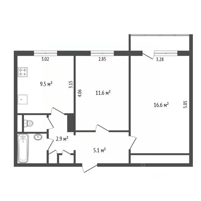 2-к кв. Вологодская область, Череповец Набережная ул., 29 (49.7 м) - Фото 1