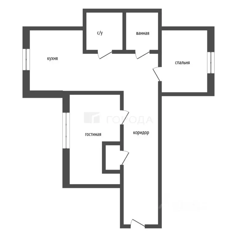 2-к кв. Кемеровская область, Прокопьевск Тырган мкр, 10-й мкр, 17 ... - Фото 2