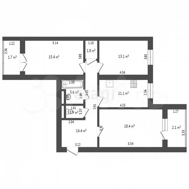 3-к. квартира, 80 м, 8/13 эт. - Фото 0