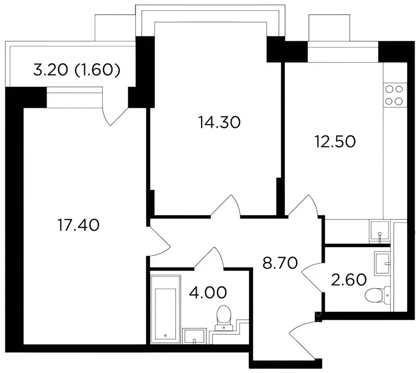2-к кв. Московская область, Мытищи просп. Астрахова, 5Ак2 (63.0 м) - Фото 2