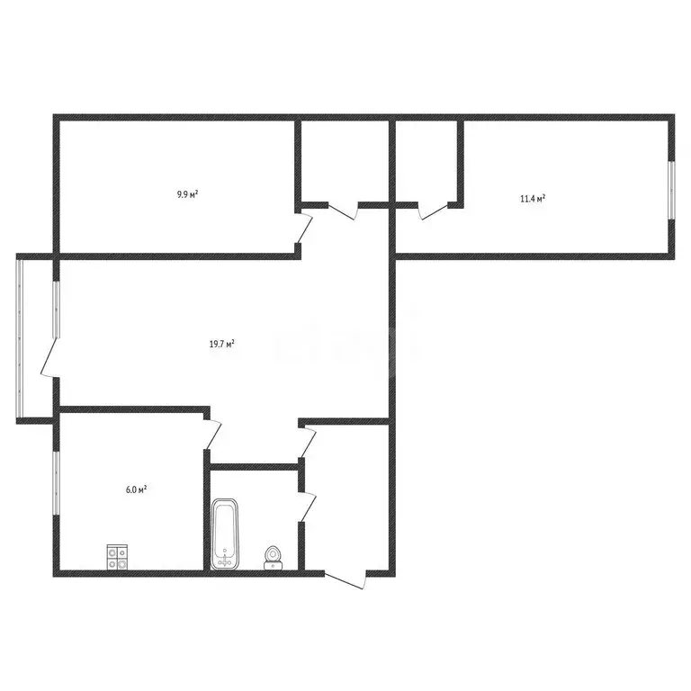 3-комнатная квартира: Черкесск, Кооперативная улица, 17 (55.2 м) - Фото 2