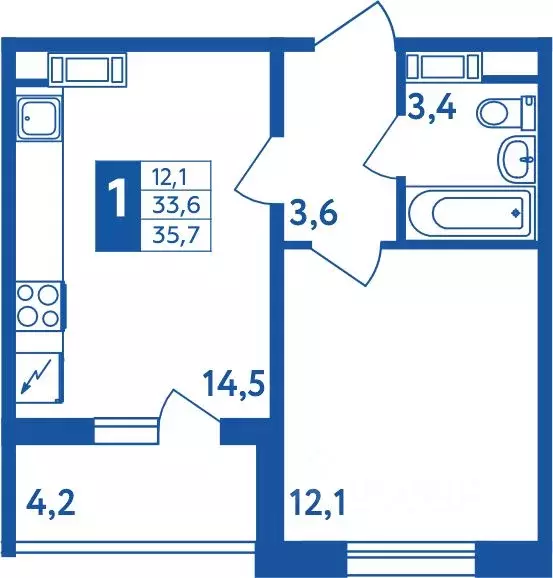 1-к кв. Башкортостан, Уфа Дема жилрайон, Новая Дема жилой комплекс ... - Фото 1