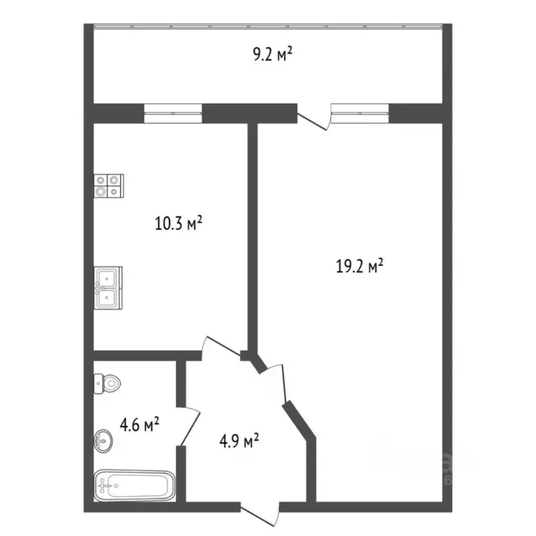 1-к кв. Тюменская область, Тюмень ул. Избышева, 8 (38.9 м) - Фото 2
