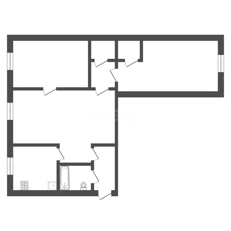 3-комнатная квартира: Бакал, улица Титова, 10 (55.7 м) - Фото 1