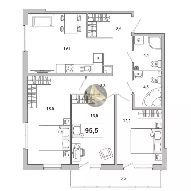 3-к кв. Санкт-Петербург ш. Суздальское, 18к2 (95.5 м) - Фото 2