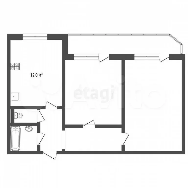 2-к. квартира, 60 м, 8/9 эт. - Фото 0