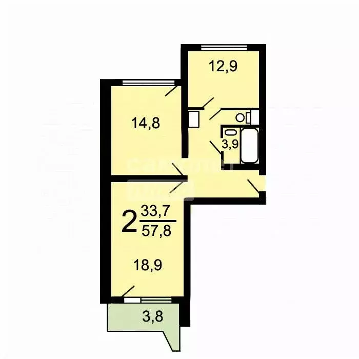 2-к кв. Москва Новосущевская ул., 37К4 (57.8 м) - Фото 2