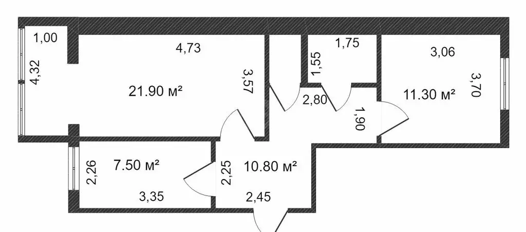 2-комнатная квартира: Ялуторовск, улица Новикова, 32 (55.5 м) - Фото 0