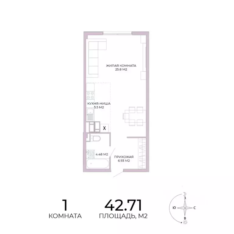 1-к кв. Пензенская область, Пенза Побочинская ул., с18 (42.71 м) - Фото 0