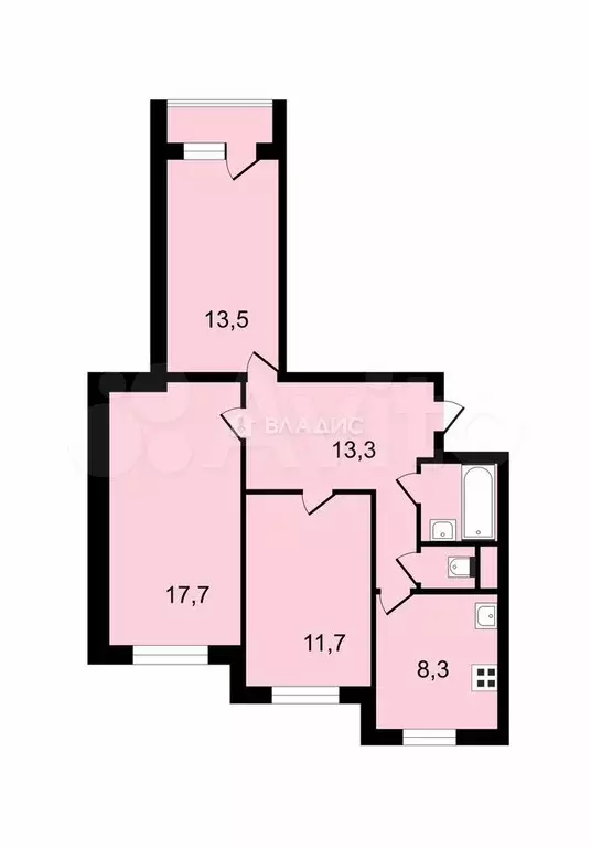 3-к. квартира, 67 м, 8/9 эт. - Фото 0