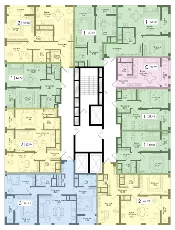 2-к кв. Тульская область, Тула Тор жилой комплекс (72.38 м) - Фото 1