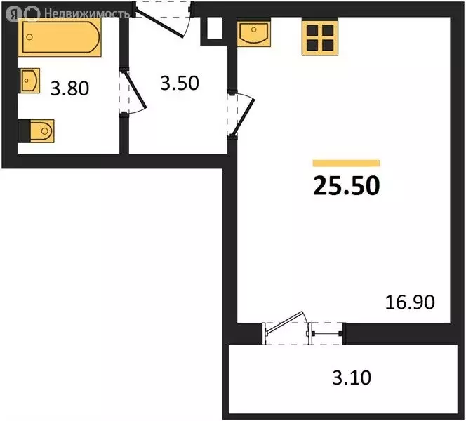 Квартира-студия: Воронеж, улица Пескова, 6 (25.5 м) - Фото 1