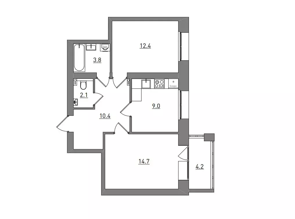 2-комнатная квартира: Чистые Пруды, Парковая улица, 1В (56.6 м) - Фото 1