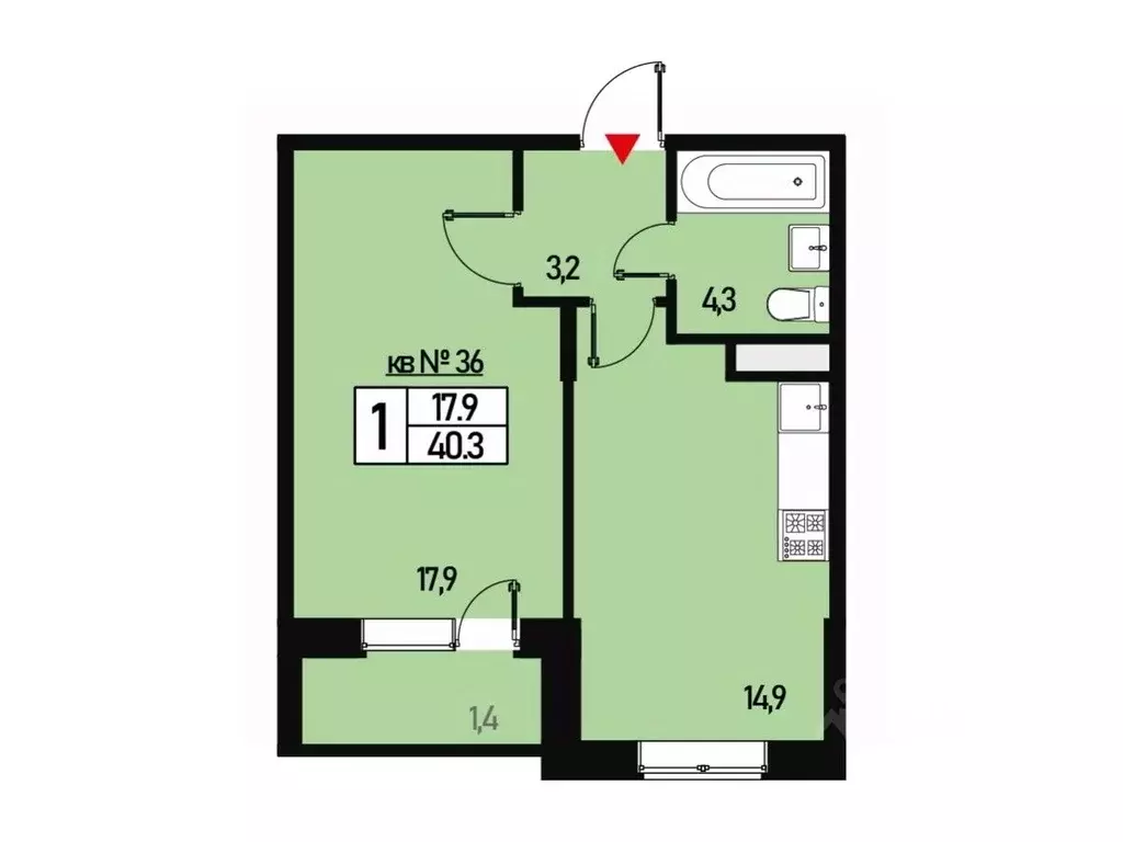 1-к кв. Москва ул. Генерала Донскова, 27к5 (40.0 м) - Фото 0