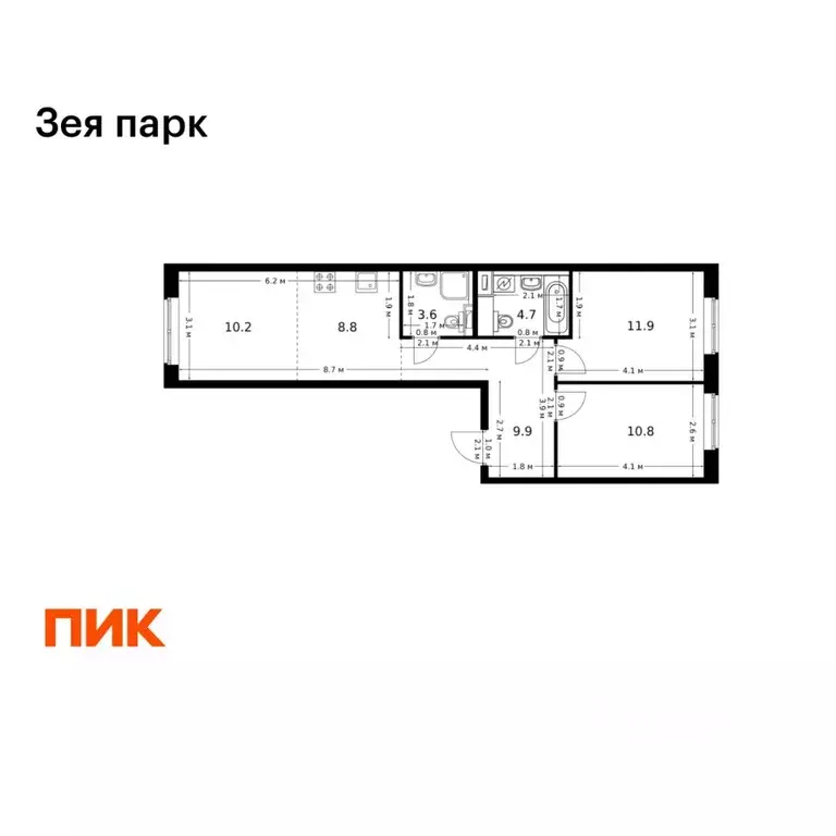2-к кв. Амурская область, Благовещенск ул. 50 лет Октября, 263/2 (59.9 ... - Фото 1