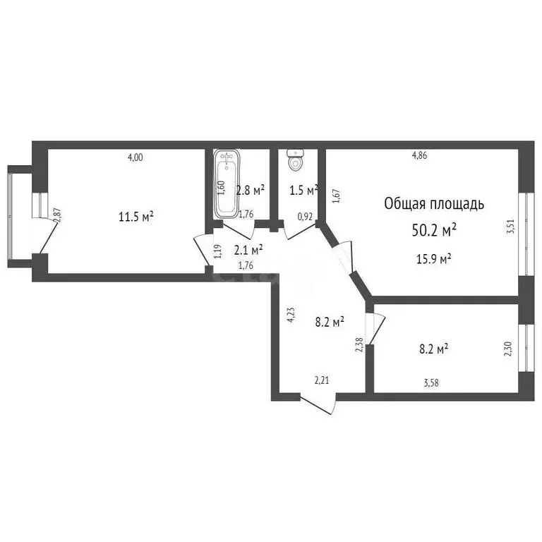 2-комнатная квартира: Бийск, Горно-Алтайская улица, 42/1 (50.8 м) - Фото 1