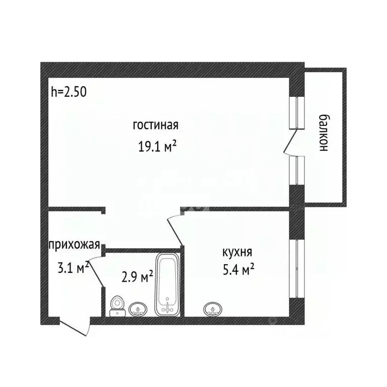 1-к кв. Кемеровская область, Ленинск-Кузнецкий просп. Кирова, 100Б ... - Фото 2