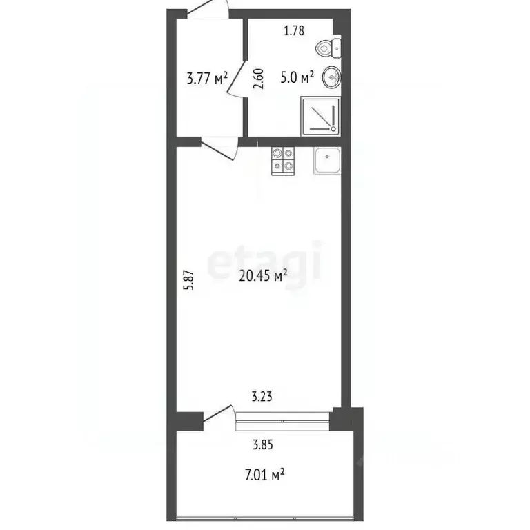 Студия Севастополь ул. Парковая, 7 (36.2 м) - Фото 2