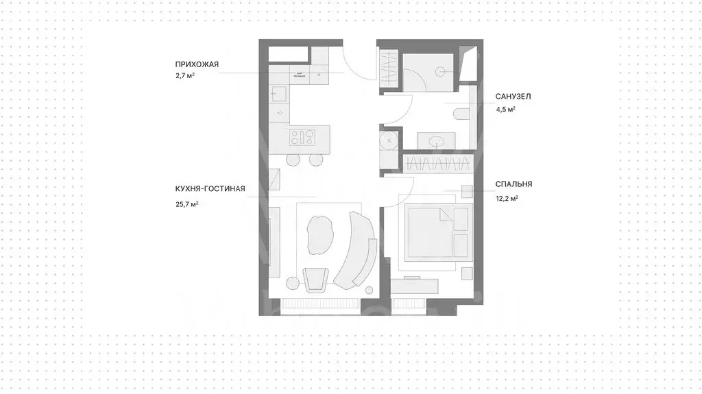 2-комнатная квартира: Москва, Поклонная улица, 9 (51 м) - Фото 1