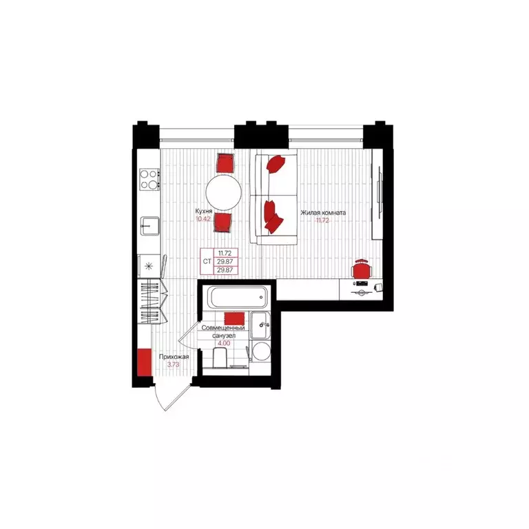 Студия Татарстан, Казань  (29.87 м) - Фото 1