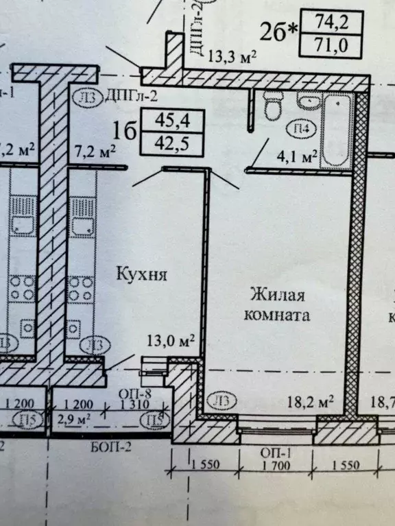 1-к кв. Тамбовская область, Тамбов ул. Зои Космодемьянской, 3А (42.5 ... - Фото 1