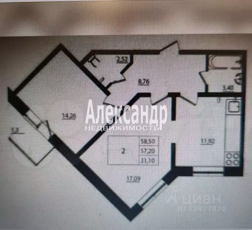 2-к кв. Ленинградская область, Мурино Всеволожский район, ул. Шоссе в ... - Фото 2