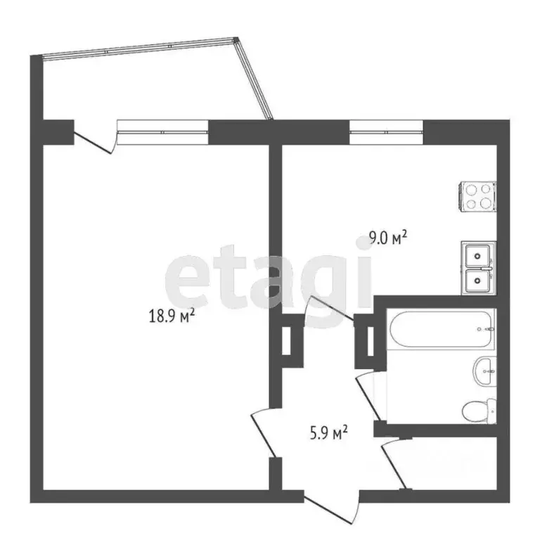 1-к кв. Омская область, Омск Краснопресненская ул., 6 (37.0 м) - Фото 1