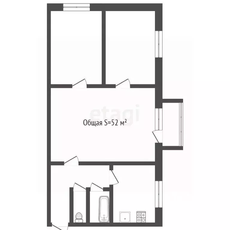 3-к кв. Новосибирская область, Обь ул. ЖКО Аэропорта, 18 (52.0 м) - Фото 2