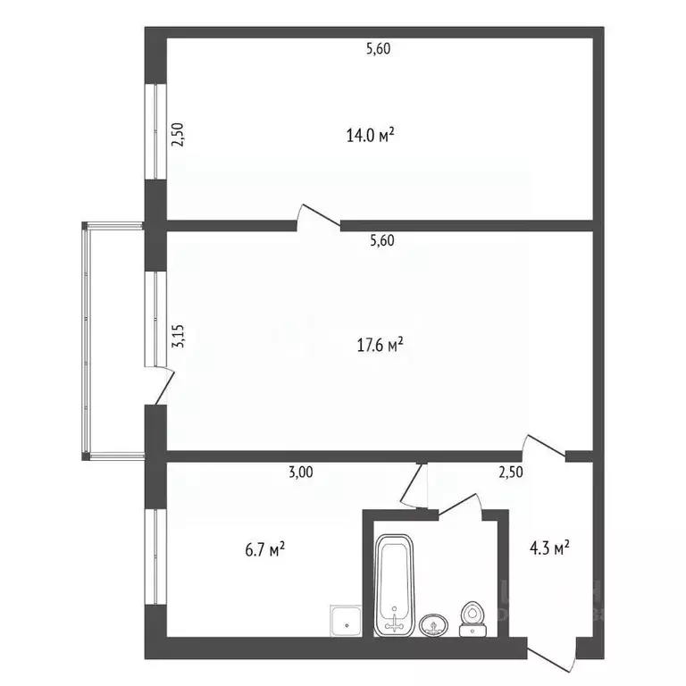 2-к кв. Амурская область, Благовещенск ул. 50 лет Октября, 145 (45.4 ... - Фото 2