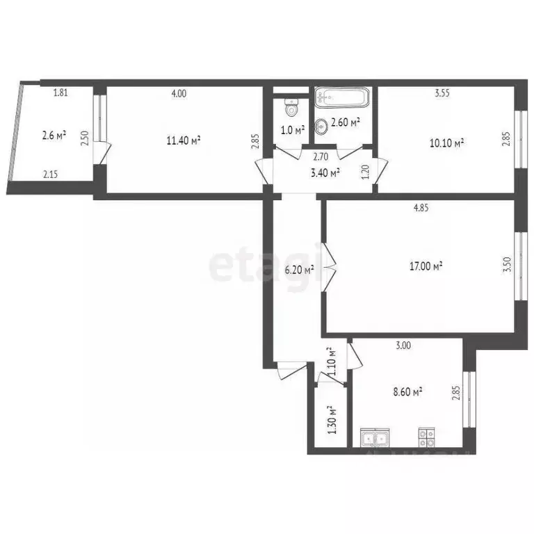3-к кв. Ростовская область, Таганрог Инициативная ул., 54А (98.0 м) - Фото 2