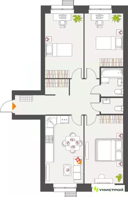 3-к кв. Татарстан, с. Высокая Гора Атмосфера жилой комплекс (81.69 м) - Фото 1