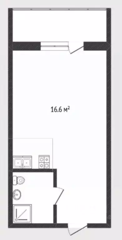 Студия Тюменская область, Тюмень ул. Александра Логунова, 3 (16.6 м) - Фото 2