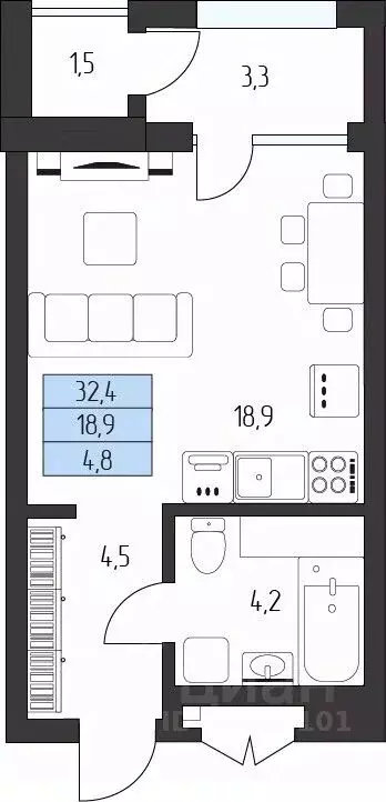 Студия Карачаево-Черкесия, Зеленчукский район, с. Архыз  (29.7 м) - Фото 0