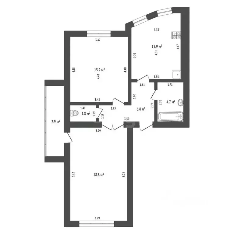 2-к кв. Мордовия, Саранск Республиканская ул., 24 (61.2 м) - Фото 1
