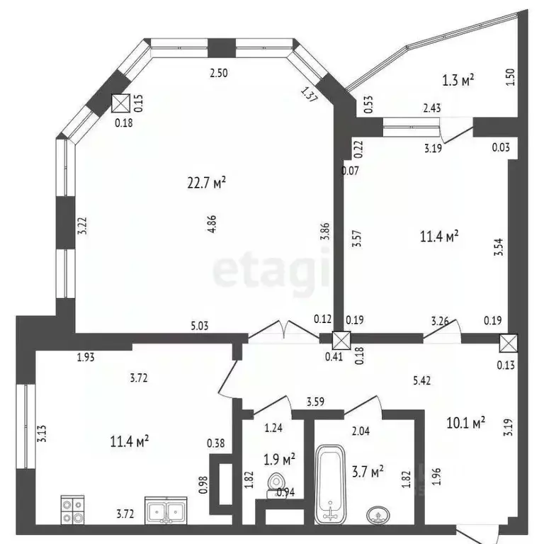 2-к кв. Чувашия, Чебоксары ул. Николая Гастелло, 4к1 (61.2 м) - Фото 2
