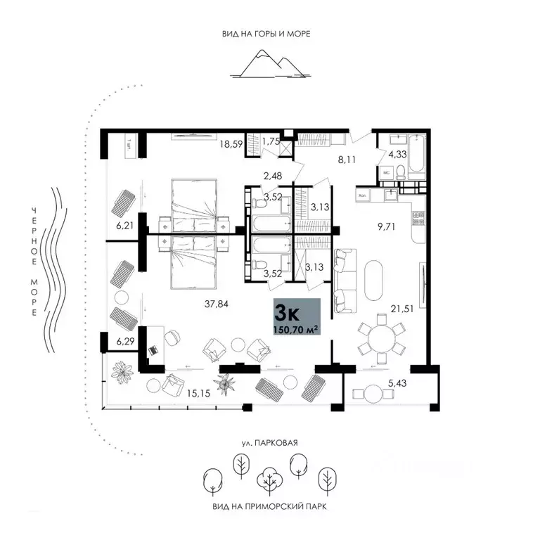 3-к кв. Крым, Алушта Апартаментов Park Plaza комплекс,  (150.7 м) - Фото 0