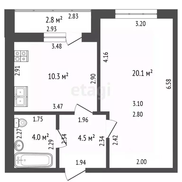 1-к кв. Башкортостан, Стерлитамакский район, Отрадовский сельсовет, с. ... - Фото 2