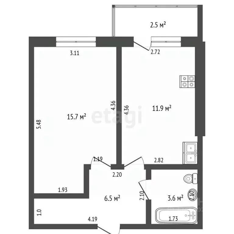 1-к кв. Костромская область, Кострома Окружная ул., 51А (37.3 м) - Фото 1