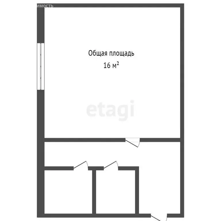 1к в -комнатной квартире (16 м) - Фото 1
