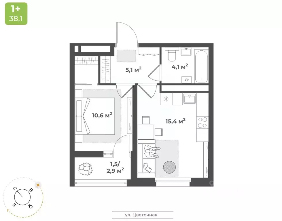 1-к кв. Тверская область, Тверь Соминка мкр,  (36.7 м) - Фото 1