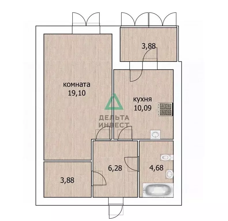 1-к кв. Башкортостан, Уфа Инорс мкр, ул. Новоселов, 6 (46.5 м) - Фото 2