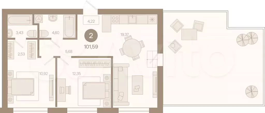 3-к. квартира, 63,1 м, 7/8 эт. - Фото 0
