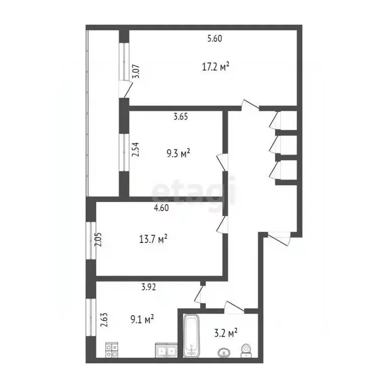 3-к кв. Вологодская область, Вологда Псковская ул., 3 (63.0 м) - Фото 0