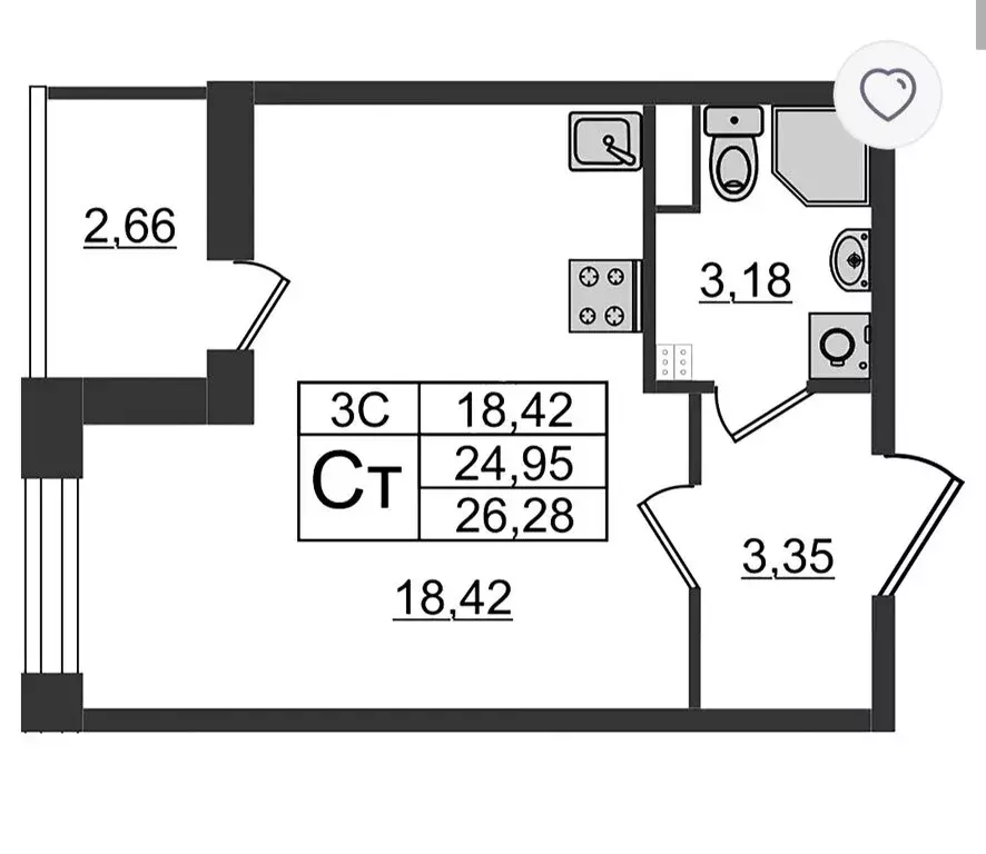 Квартира-студия: Санкт-Петербург, Пулковское шоссе, 99к6 (24 м) - Фото 1
